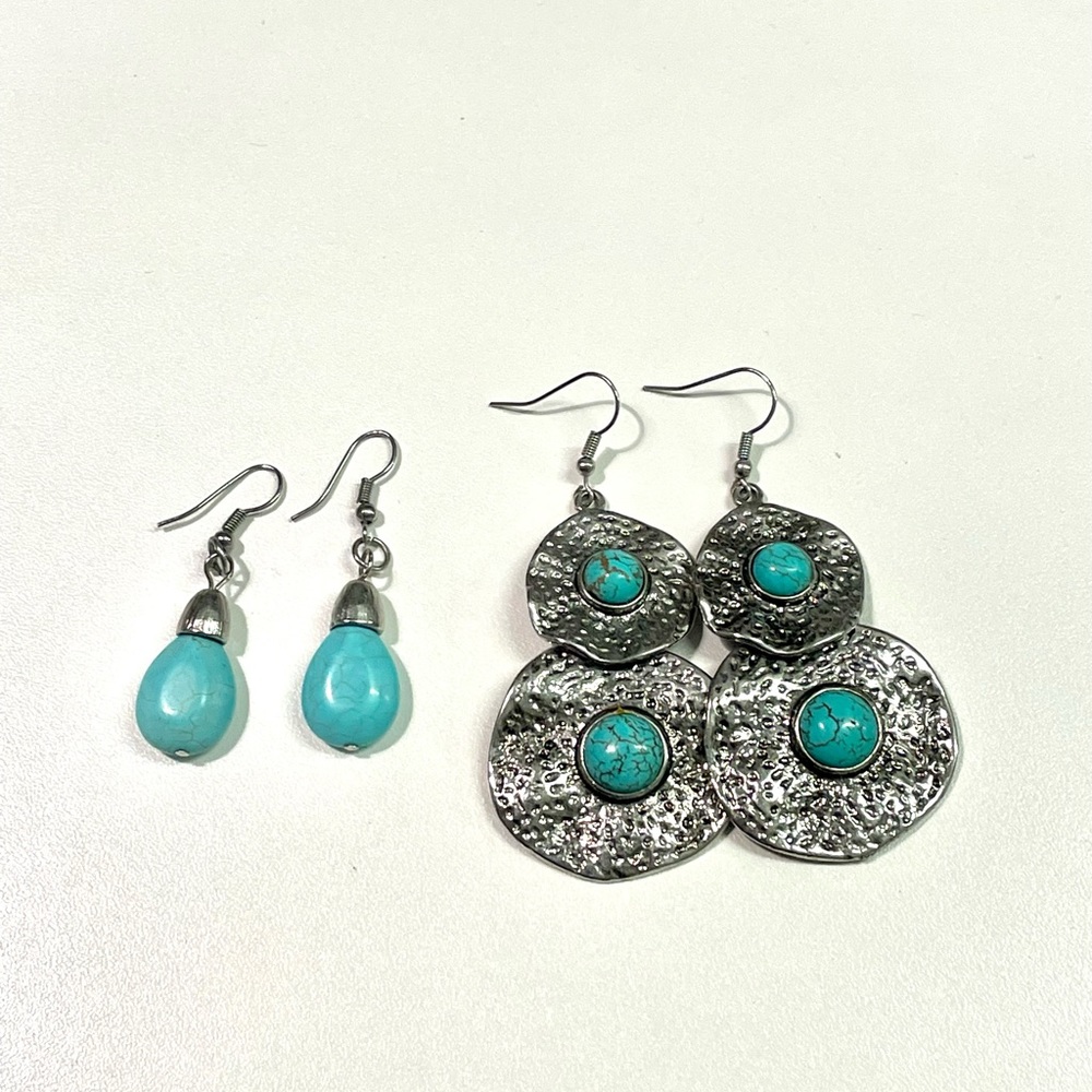 Turquoise and silver colored earrings!